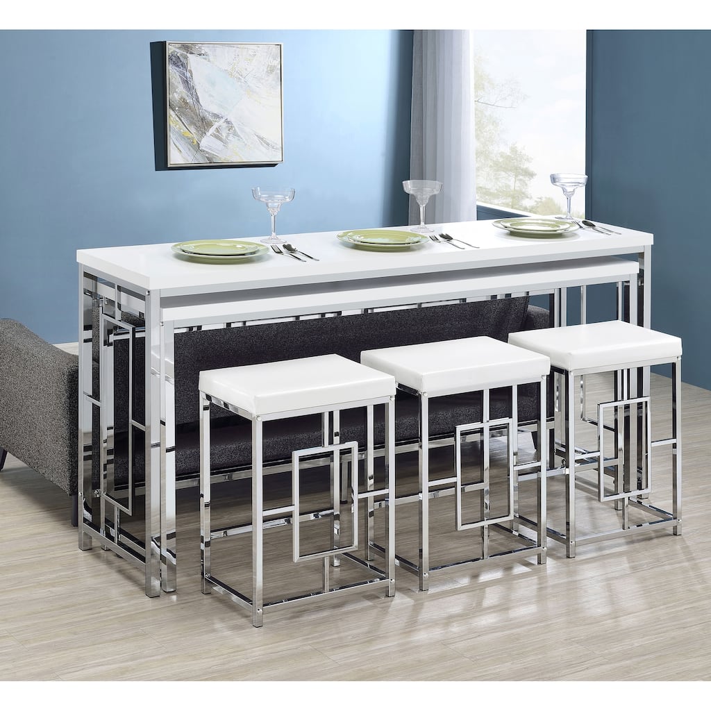 Laguna White 5-piece Counter Height Table with Pot Rack