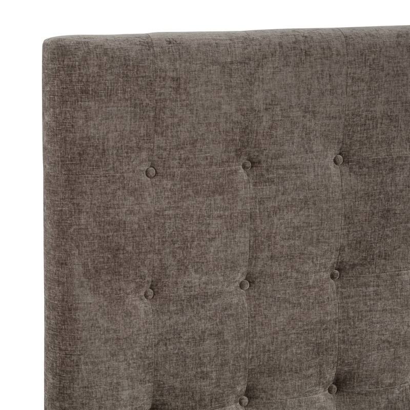 Best Master Furniture Sabine Luxe Modern Upholstered Tufted Grey Chenille Panel Bed with Integrated Fireplace Display