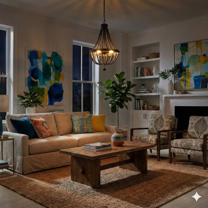 Cauhu 4-light Farmhouse Coastal Beaded Empire Chandelier for Dining Room - 16'' W x 16'' D x 27'' H