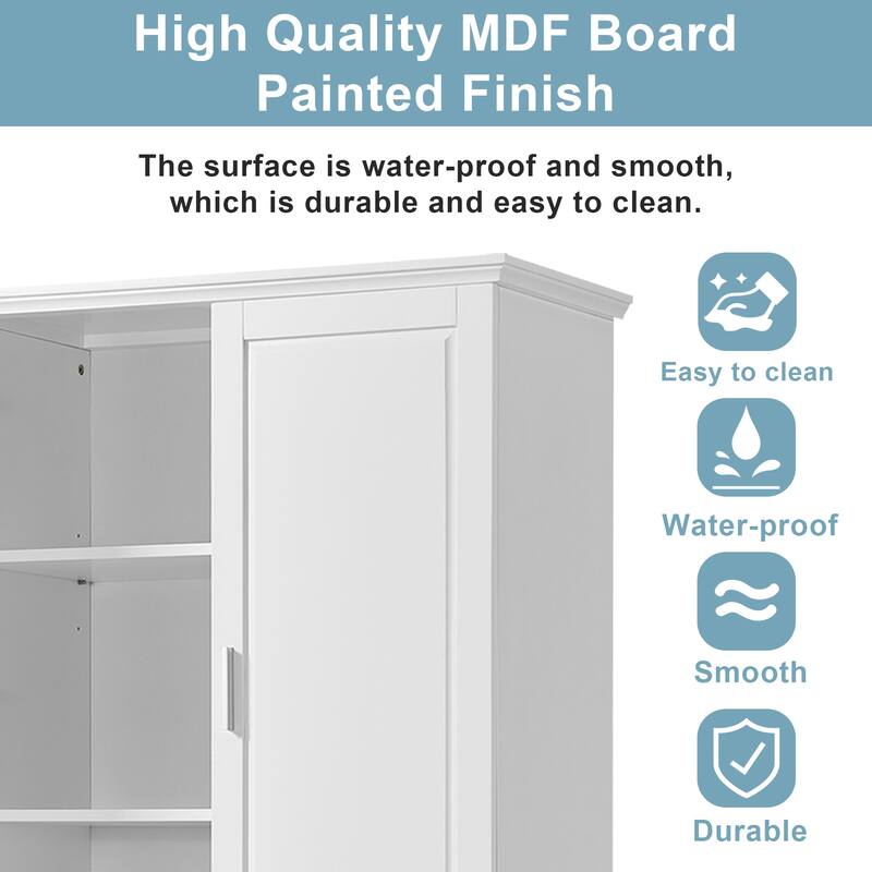 Bathroom Storage Cabinet Tall Floor Storage Cabinet with Two Doors and Drawers, Adjustable Shelf