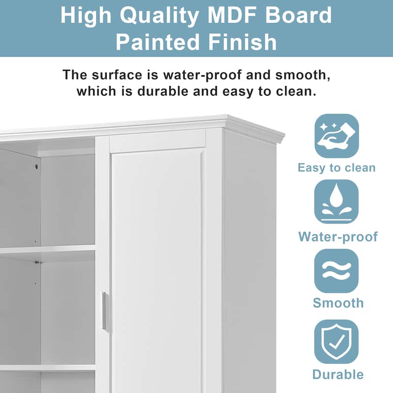 Rectangular Bathroom Cabinet with Doors and Drawers, Large Wooden Storage Cabinet 63-inch Tall Bathroom Towel Cabinet