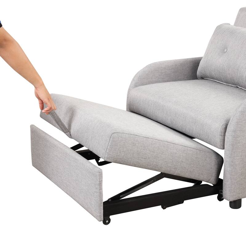 3-in-1 Pull Out Sofa Sleeper with Wing Table and USB Charge, Gray Linen
