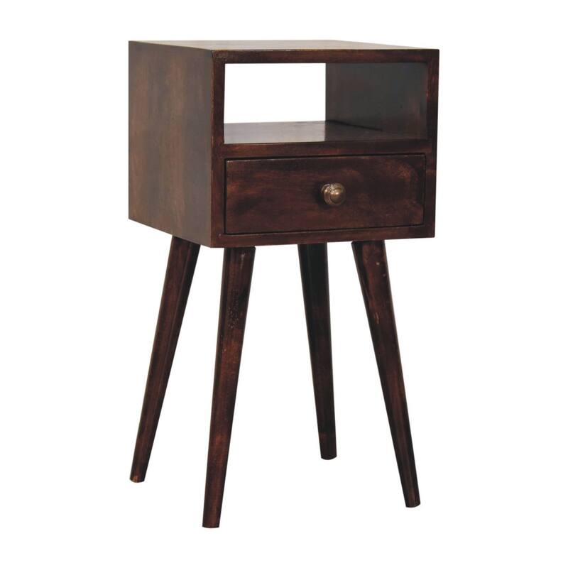 HomeRoots 22" Walnut Solid Wood Square One Drawer Nightstand