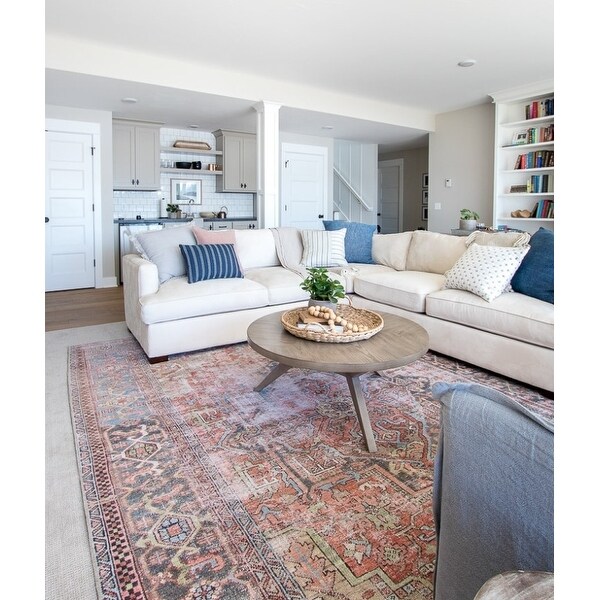 Top Product Reviews For Alexander Home Tremezzina Printed Boho Terracotta Sky Distressed Rug 20662958 Overstock