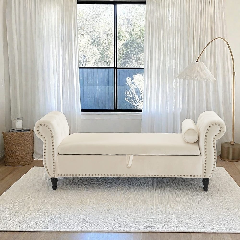 Xanthia Traditional Velvet Multifuntional Storage Ottoman Bench with Pillow by Christopher Knight Home