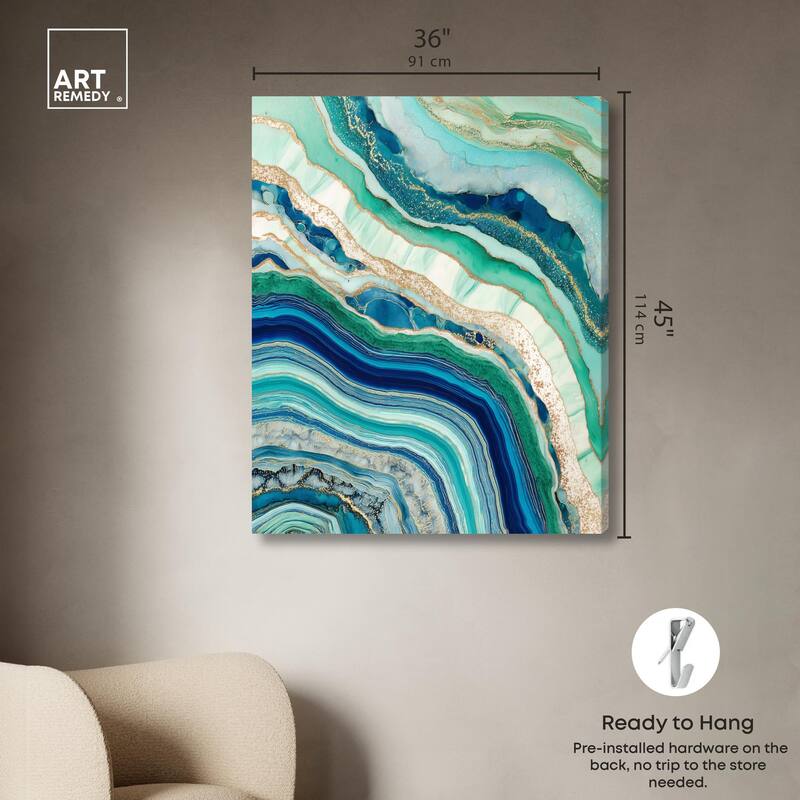 Blue Green Abstract Agate II Canvas by Art Remedy, Gallery Wrapped