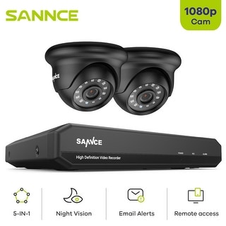 SANNCE 4CH 1080p Wired Security Camera System 5-in-1 CCTV DVR Recorder ...