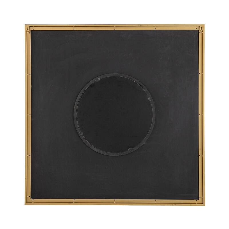 Square Carved Mirror with Pleated Design with Gold Iron Frame