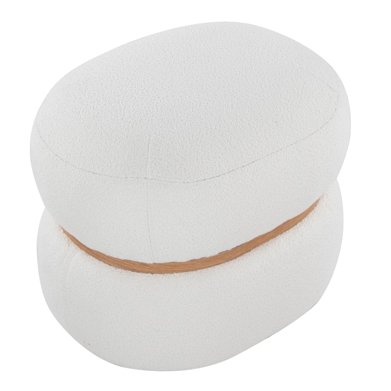 Carson Carrington Lena Pouf Ottoman with Natural Wood Accent