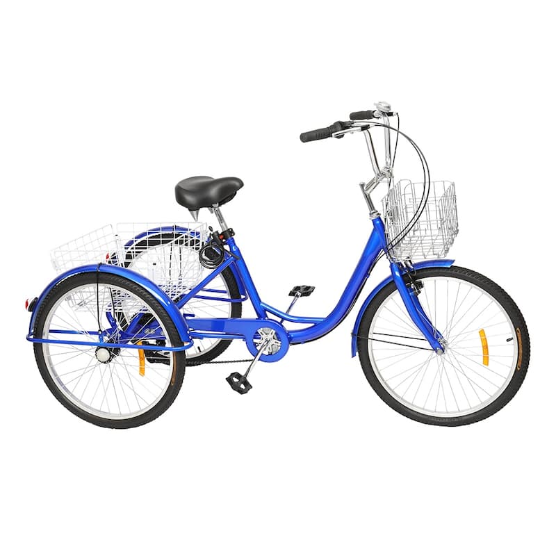 Adult Tricycle 24-Inch Wheel Trikes, Three Wheel Cruiser Bike