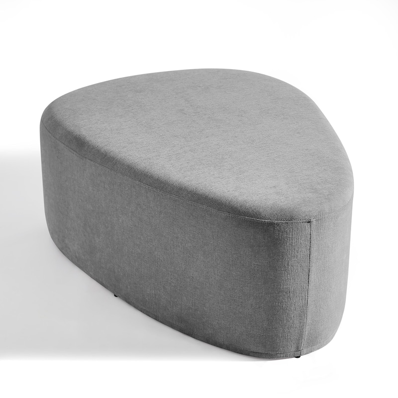 43" Rounded Triangle Upholstered Ottoman, Oversize Fabric Ottoman Footstool