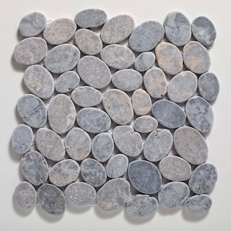 Cruz Bay Studio XC3R Coin Marble - 11" x 11" Pebble and Rock Floor and - Grey