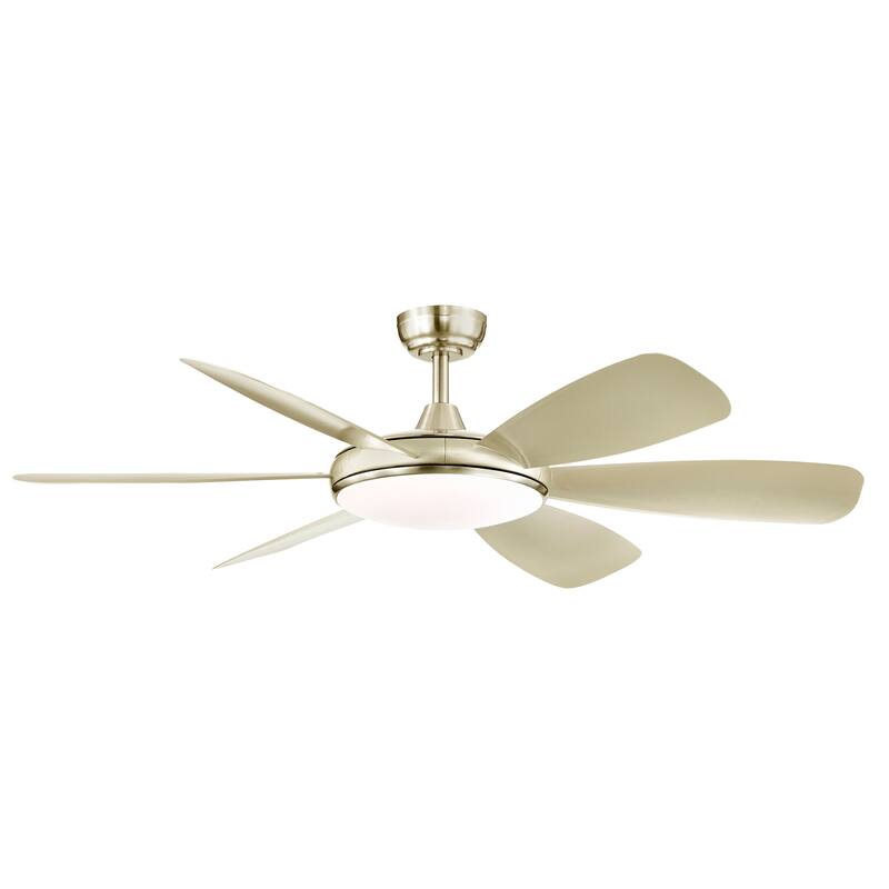 Champagne Silver 52 in. 6-Speed Integrated LED Indoor 6-Blade Ceiling Fan with Light Kit and Remote Control
