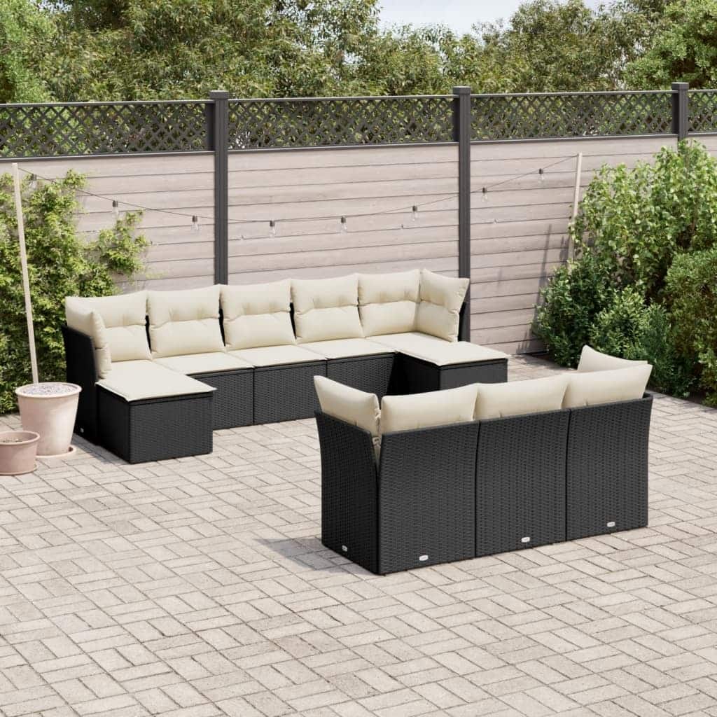 vidaXL Garden Sofa Set Black - 21.7 x 21.7 x 14.6