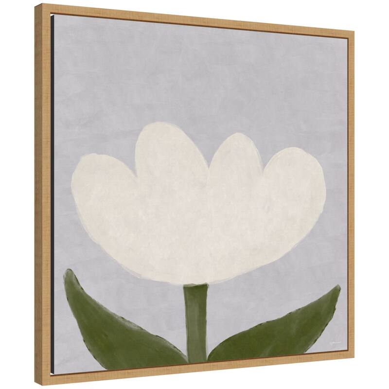 Kate and Laurel White Tulip by Gabrielly Guedes Framed Canvas Wall Art Print - 22x22 - Natural