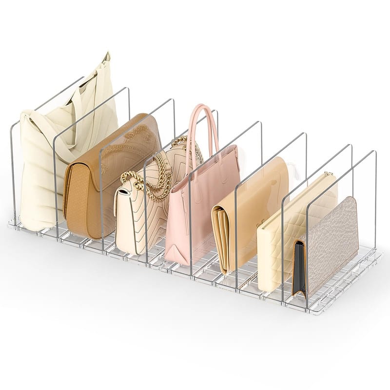 Adjustable Acrylic Purse Organizer – Shelf Divider for Closets - 1 Pcak