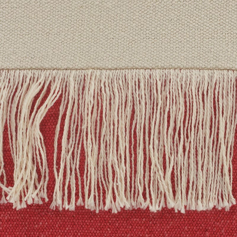 20" Raspberry Red and White Block Square Throw Pillow