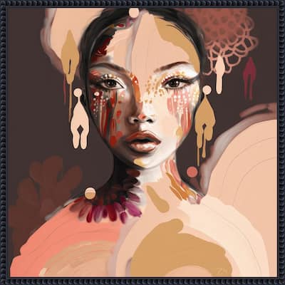 Nara by Bella Eve Framed Canvas Wall Art Print - Sylvie Beaded Black