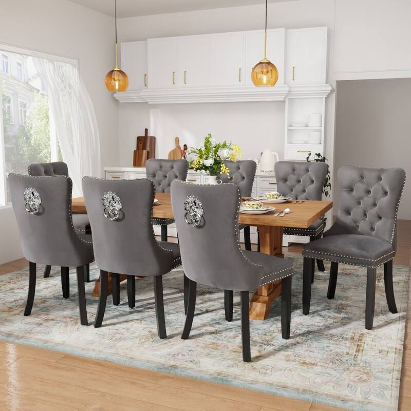 Tufted Naliheads Solid Wood Upholstered Dining Chairs (Set of 4)