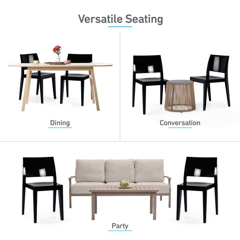 WRGHOME Modern Stacking Patio Dining Side Chair Indoor/Outdoor (Set of 2) - 31.10'' H X 19.29'' W X 19.68'' D