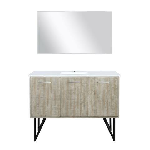 Lancy 48 in W x 20 in D Rustic Acacia Bath Vanity, White Quartz Top and 43 in Mirror