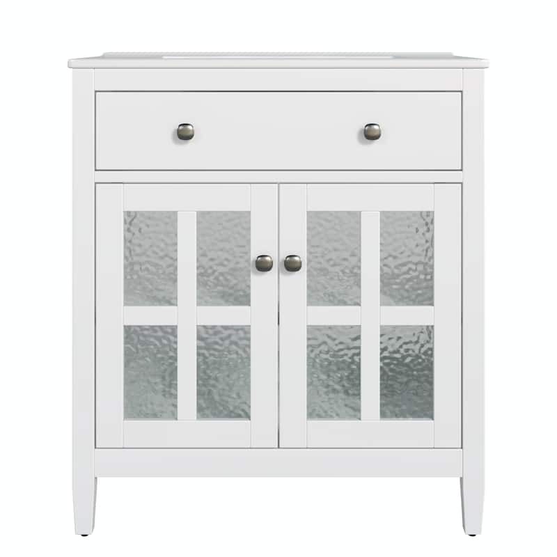 30" Bathroom Vanity with Ceramic Sink, Equipped with Adjustable Shelf and Tip-Out Tray
