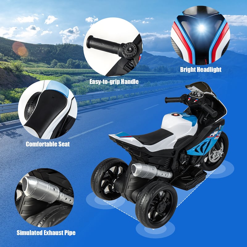 Gymax 12V Kids Ride on Motorcycle Licensed BMW 3 Wheels Electric Toy