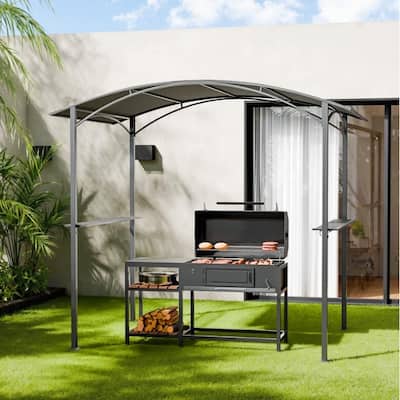 5ft x 8ft Barbecue Grill Gazebo Canopy with Hooks and Shelves