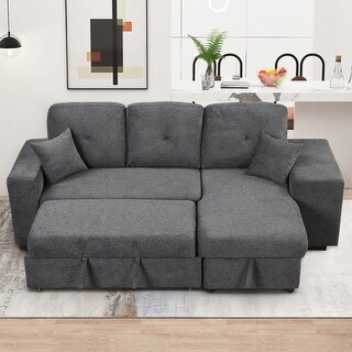 Reversible L-shape Sectional Sleeper Sofa with Pull Out Bed and Chaise ...