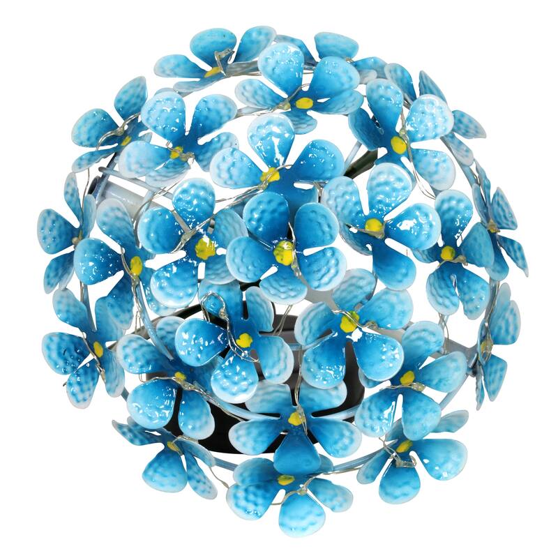 Exhart Solar Metal Hydrangea Garden Stake with Twenty Six LED lights, 7 by 21 Inches