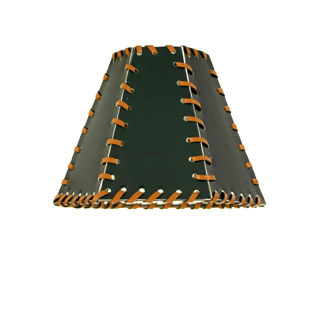 7 In. Wide X 5 In. High Faux Leather Green Hexagon Shade