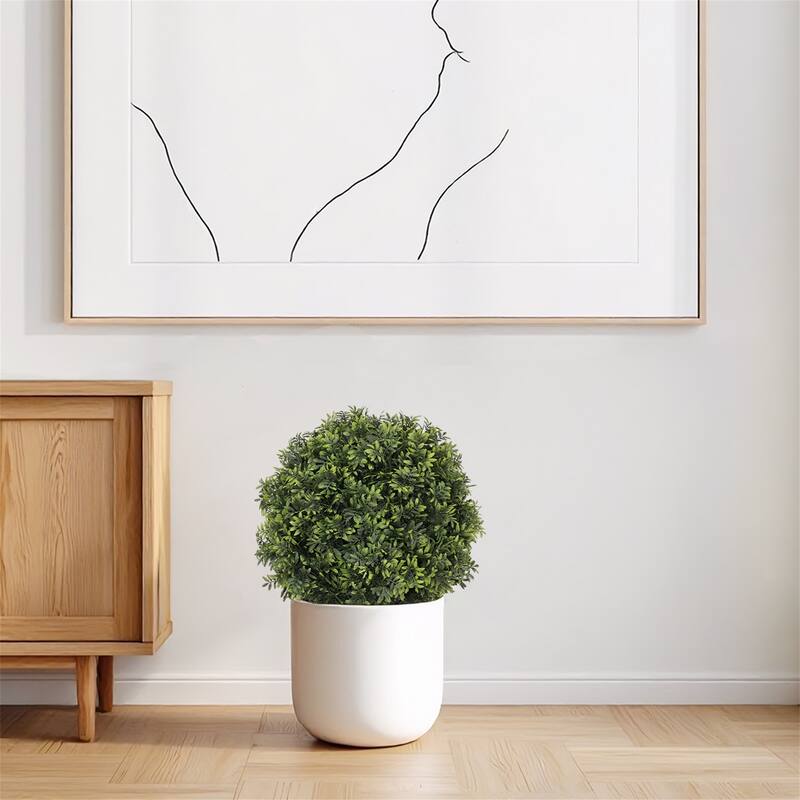 2-Pack 22in Artificial Boxwood Ball Topiary Trees