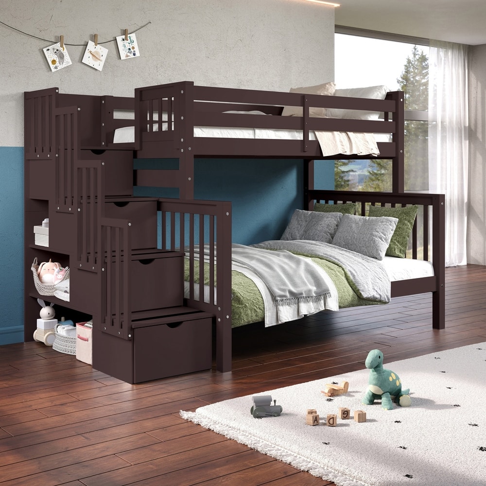 Taylor & Olive Trillium Twin over Full Stairway Bunk Bed