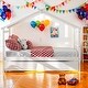 preview thumbnail 39 of 49, Kid Bed Frame Full Size Wooden House Platform Bed with Twin Size Trundle