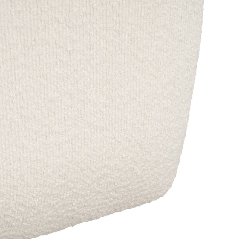 Boucle Upholstered Square Ottoman - White Soft Living Room Accent
