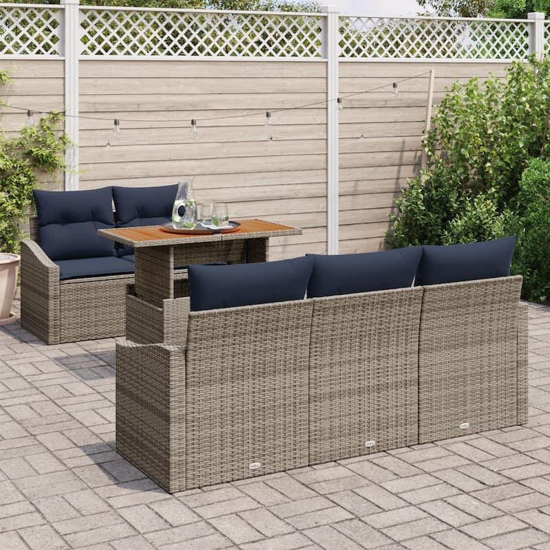 vidaXL 6 Piece Garden Sofa Set with Cushions - 70.1×24.4×27.2
