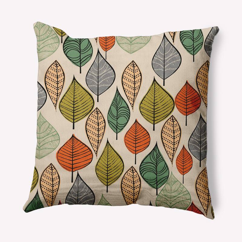Autumn Leaves Fall Indoor/Outdoor Throw Pillow - 20" x 20" - Muted Gold