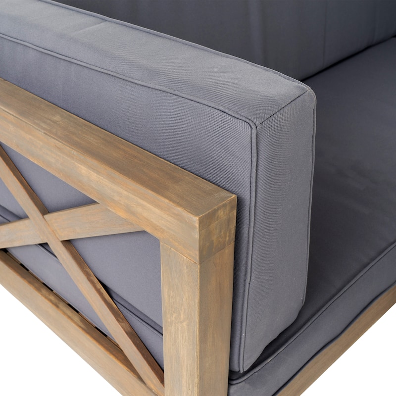 Brava Acacia Outdoor Sectional Chat Set by Christopher Knight Home - 88.50" L x 88.50" W x 26.50" H