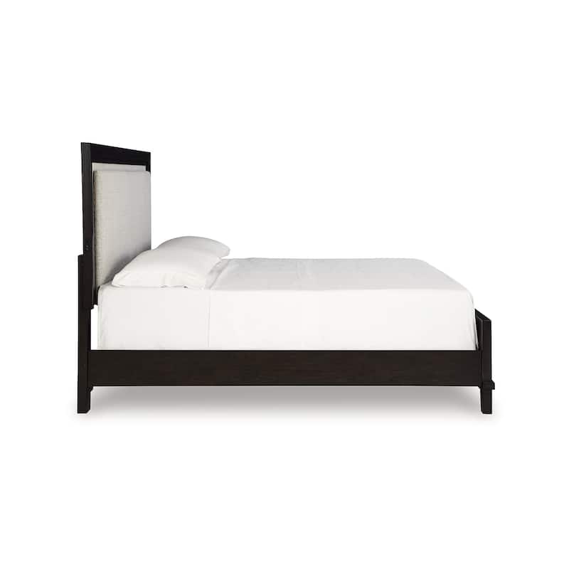 Signature Design by Ashley Neymorton Dark Brown/Gray Upholstered Panel Bed