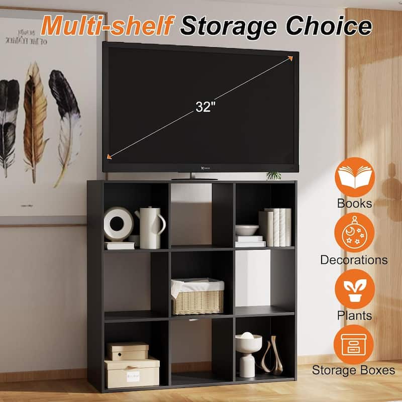 9 Cube Storage Organizer, Bookshelf with 5 Removable Back Panels for Living Room, Bedroom, Home Office - 36"D×36"W×11.6"H