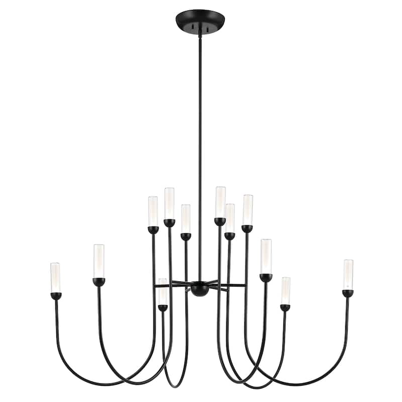 Moraine 50 Inch LED 12 Light 2-Tier Chandelier in Black