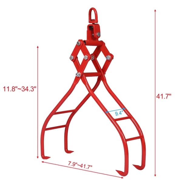 36 in. Heavy-Duty Solid Steel 4 Claw Lumber Log Lifting Logging Tongs Grabber