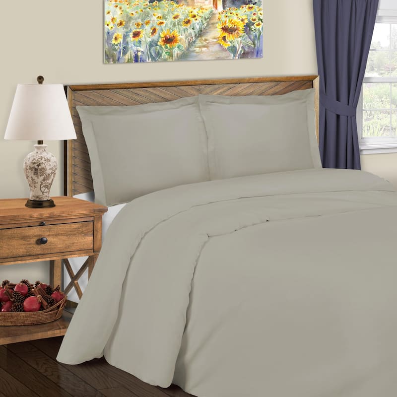 Superior 600 Thread Count Cotton Blend Duvet Cover Set - Stone - Twin