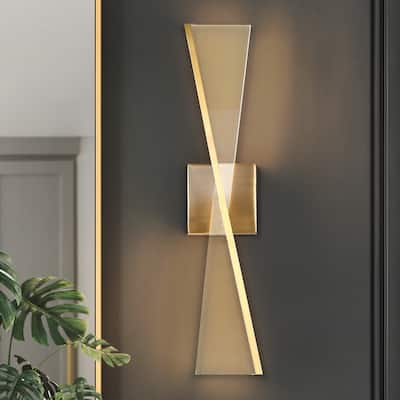Modern LED Linear X Frame Glam Wall Sconce with Acrylic shade for Dining Room Mirror - W4.9" x H23.6" x D1.8"
