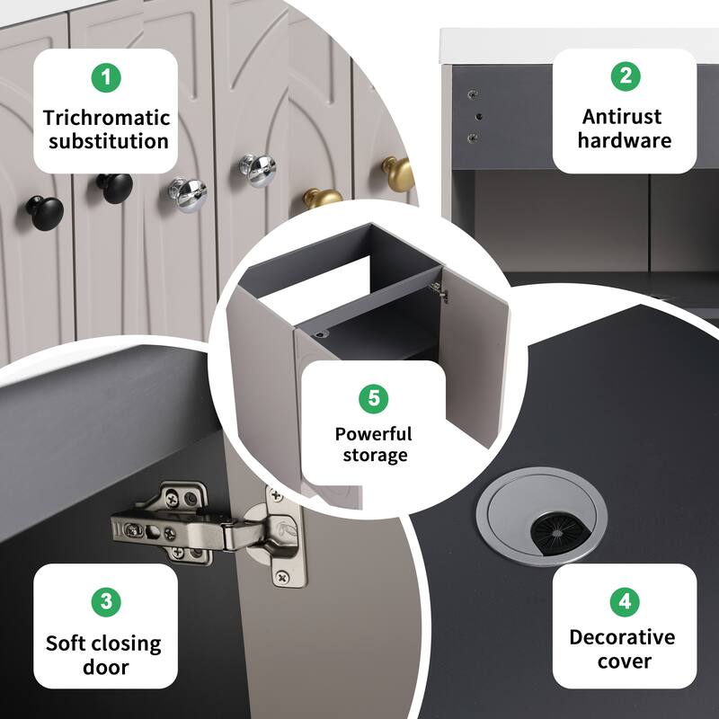 BNK 24/30/36 inch Freestanding Single Sink Bathroom Vanity with Soft Close Door and Adjustable Shelf