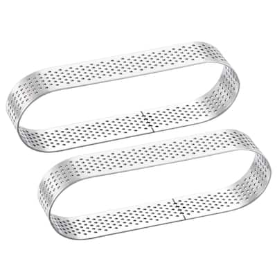 2pcs Oval Cake Rings, 4.5" x 1.4" Stainless Steel Oval Cake Mousse Ring, Silver