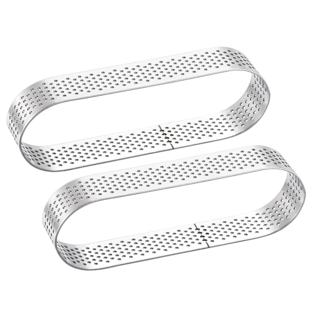 2pcs Oval Cake Rings, 4.5" x 1.4" Stainless Steel Oval Cake Mousse Ring, Silver