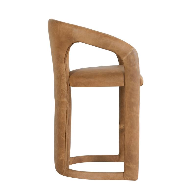Classic Home Archie 26" Distressed Leather Stool