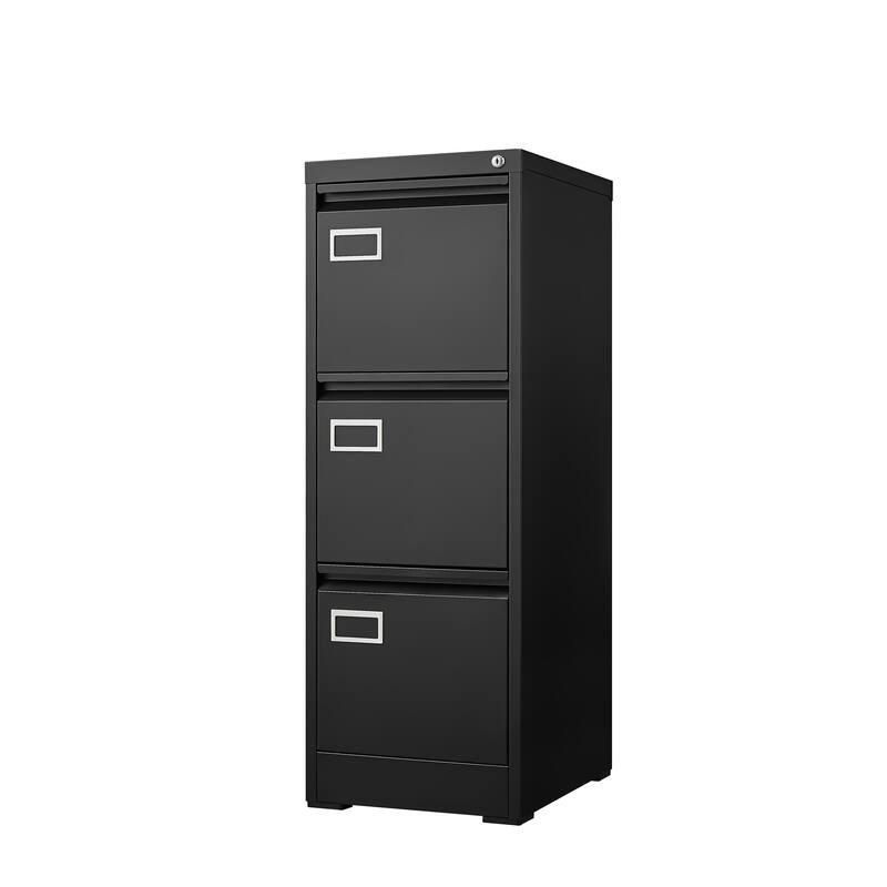 Modern 4-Drawer File Cabinet, Vertical Filing Cabinet with Lock, Silent Slides and Anti-Tilt Design, for Home Office