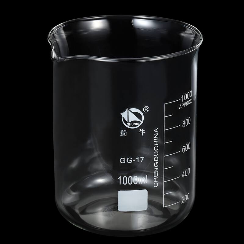 1000ml Low Form Glass Beaker, 3.3 Borosilicate Lab Measuring Cups - Clear